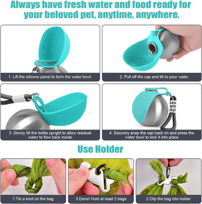 HAPPY PETS™ Portable Dog Water Bottle with Bowl